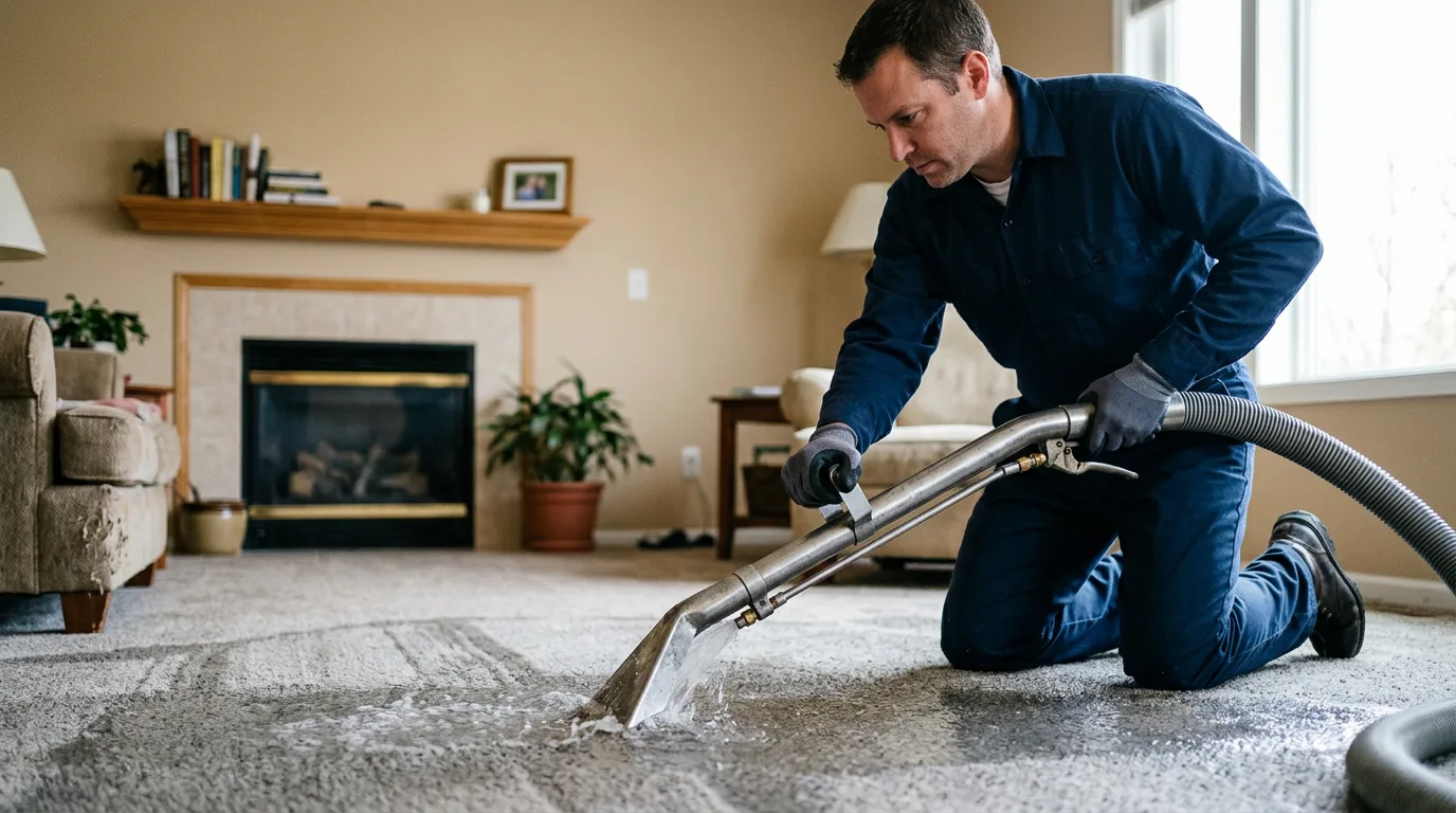 Water damage restoration technician working near White Cloud, MI